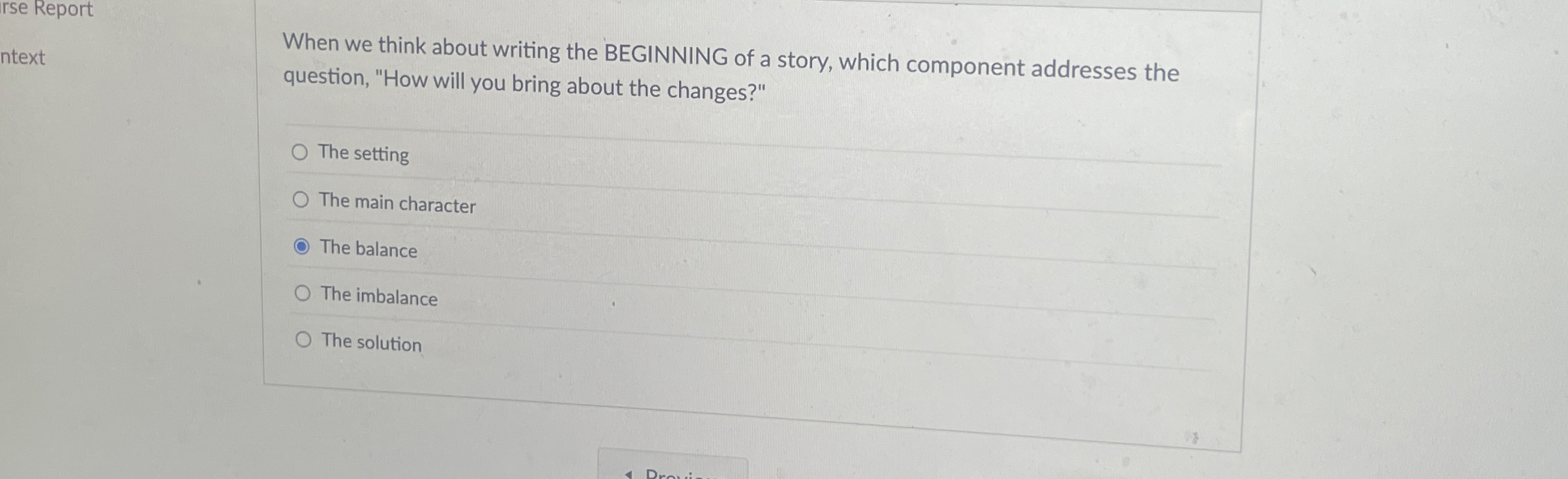  rse Report ntext When we think about writing the BEGINNING of