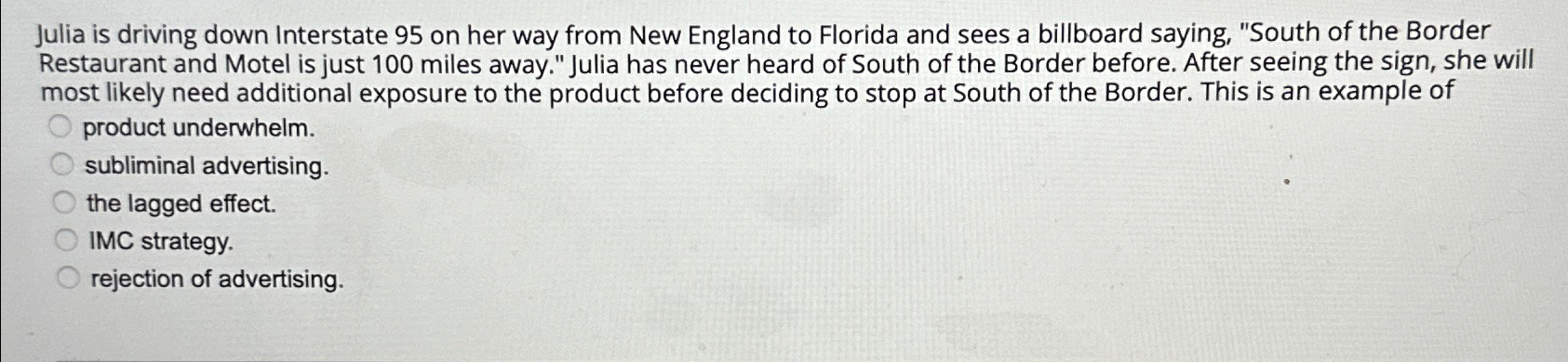  Julia is driving down Interstate 95 on her way from New