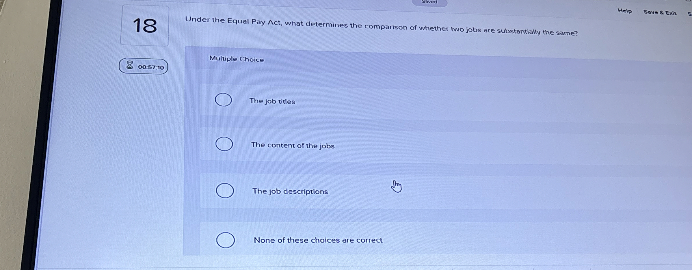  18 Under the Equal Pay Act, what determines the comparison of