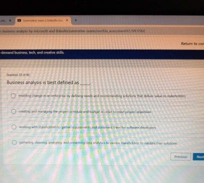  Return to cor -demand buriness. tech and creative still. Auestion 33