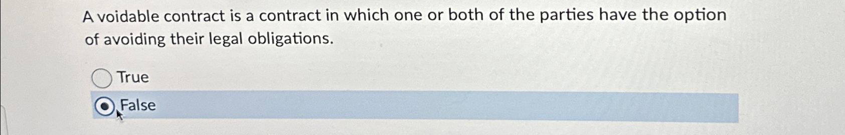  A voidable contract is a contract in which one or both