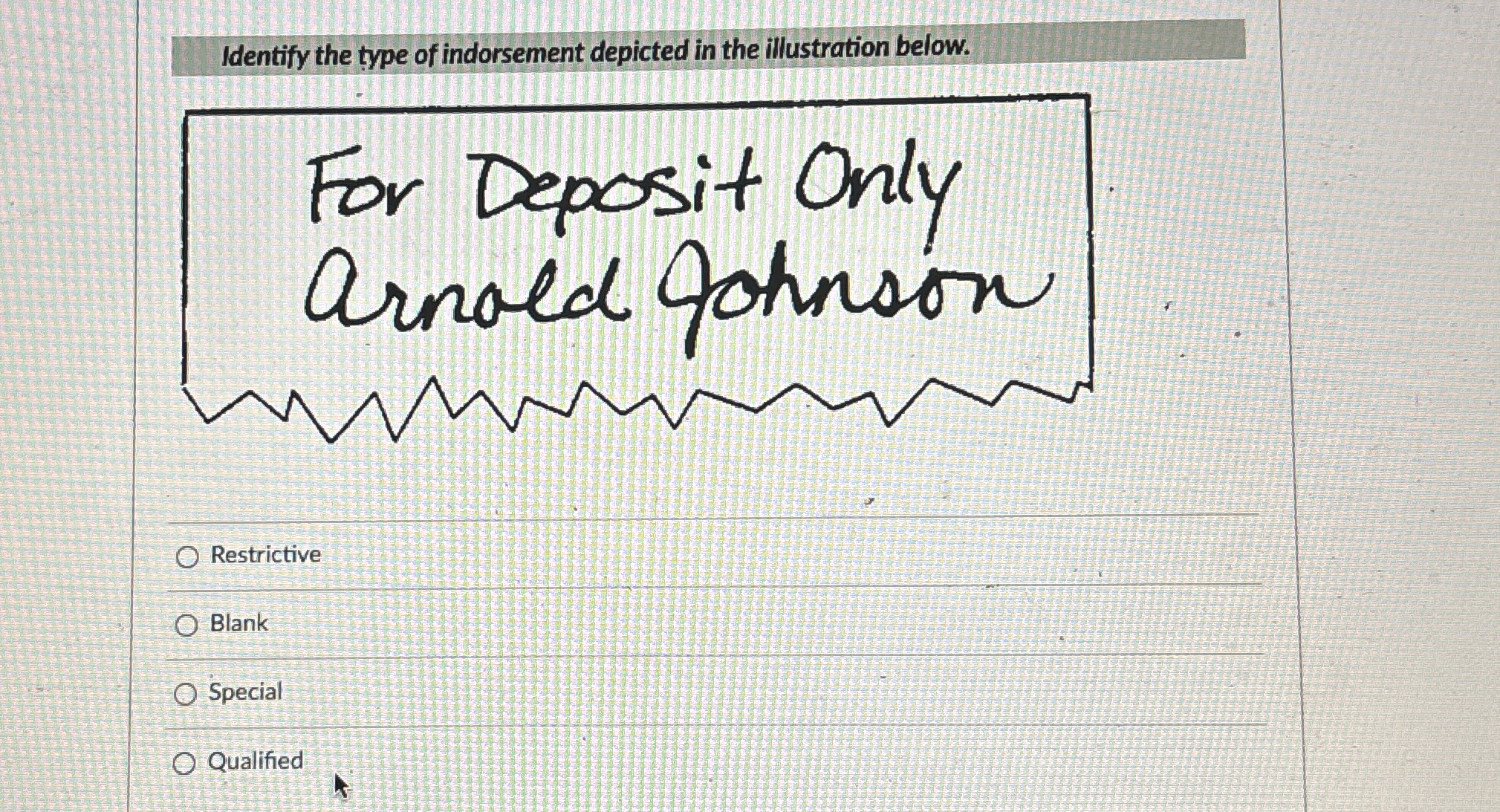  For Deposit Only Arnold Yohnson 