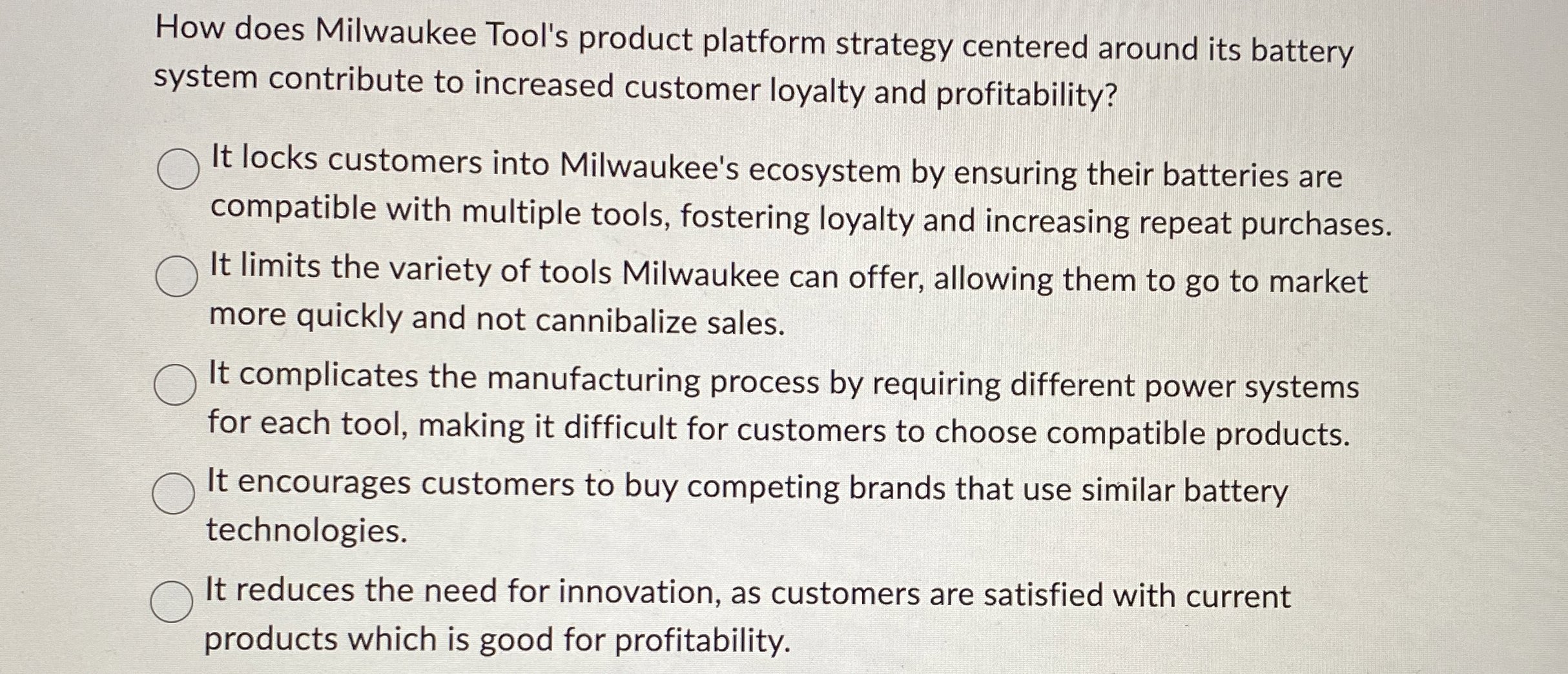  How does Milwaukee Tool's product platform strategy centered around its battery