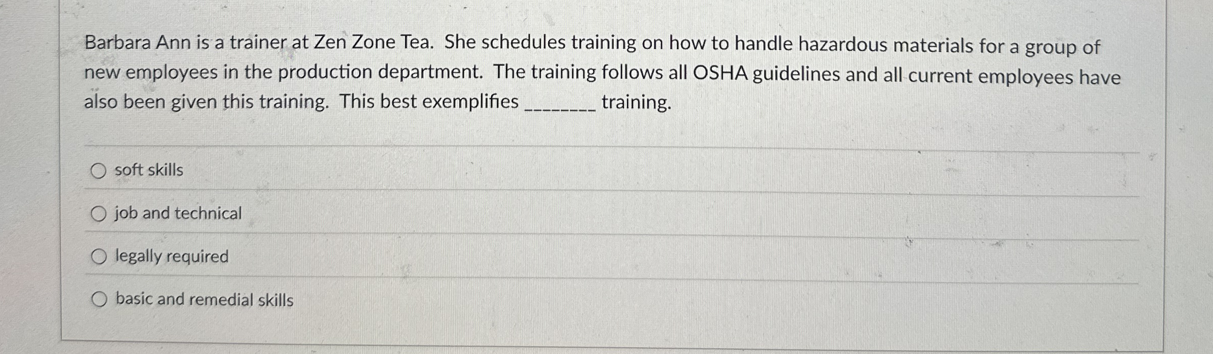  Barbara Ann is a trainer at Zen Zone Tea. She schedules