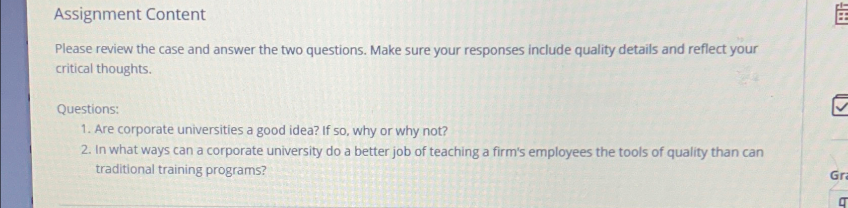  Assignment Content Please review the case and answer the two questions.