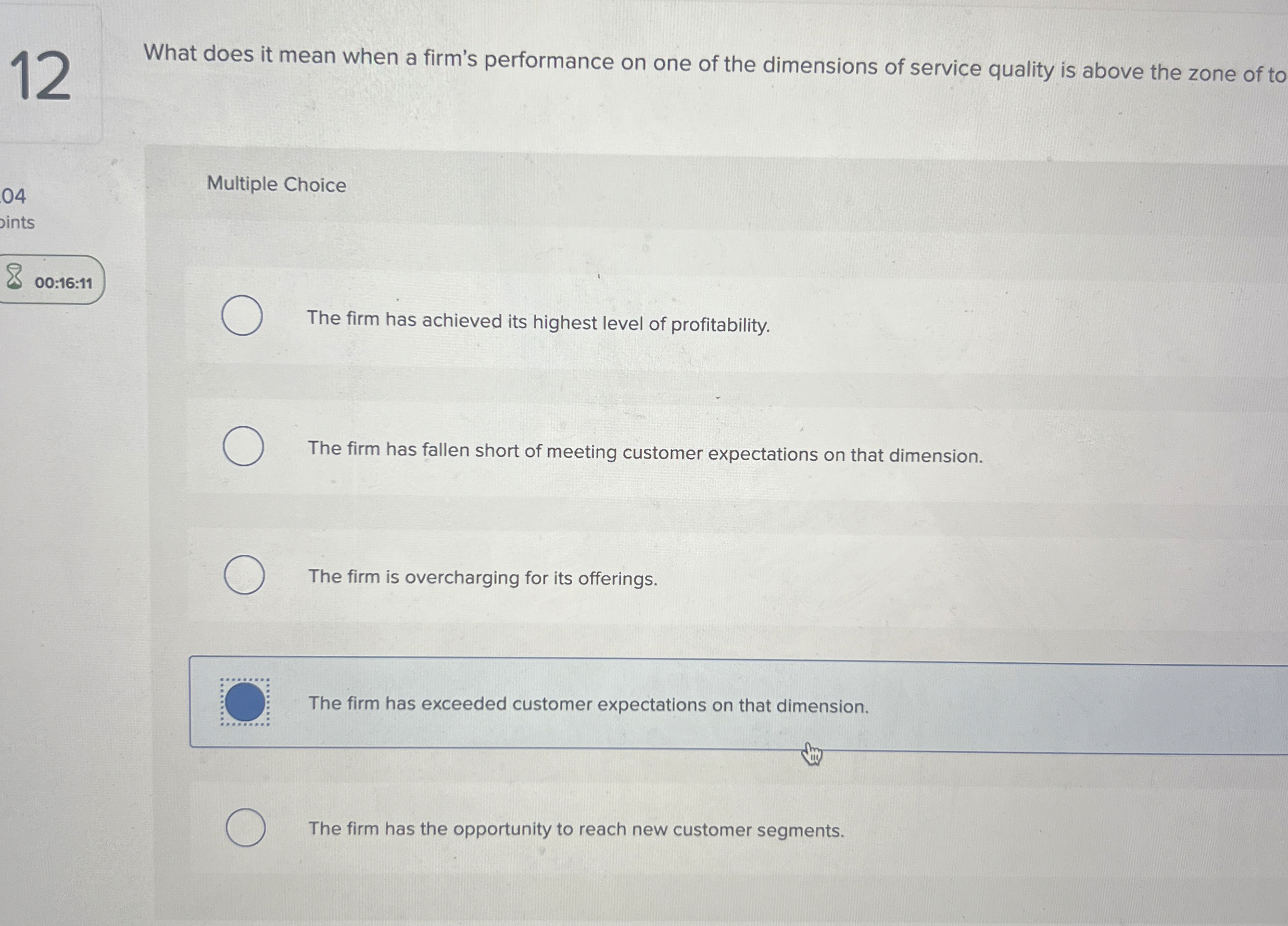  12 What does it mean when a firm's performance on one