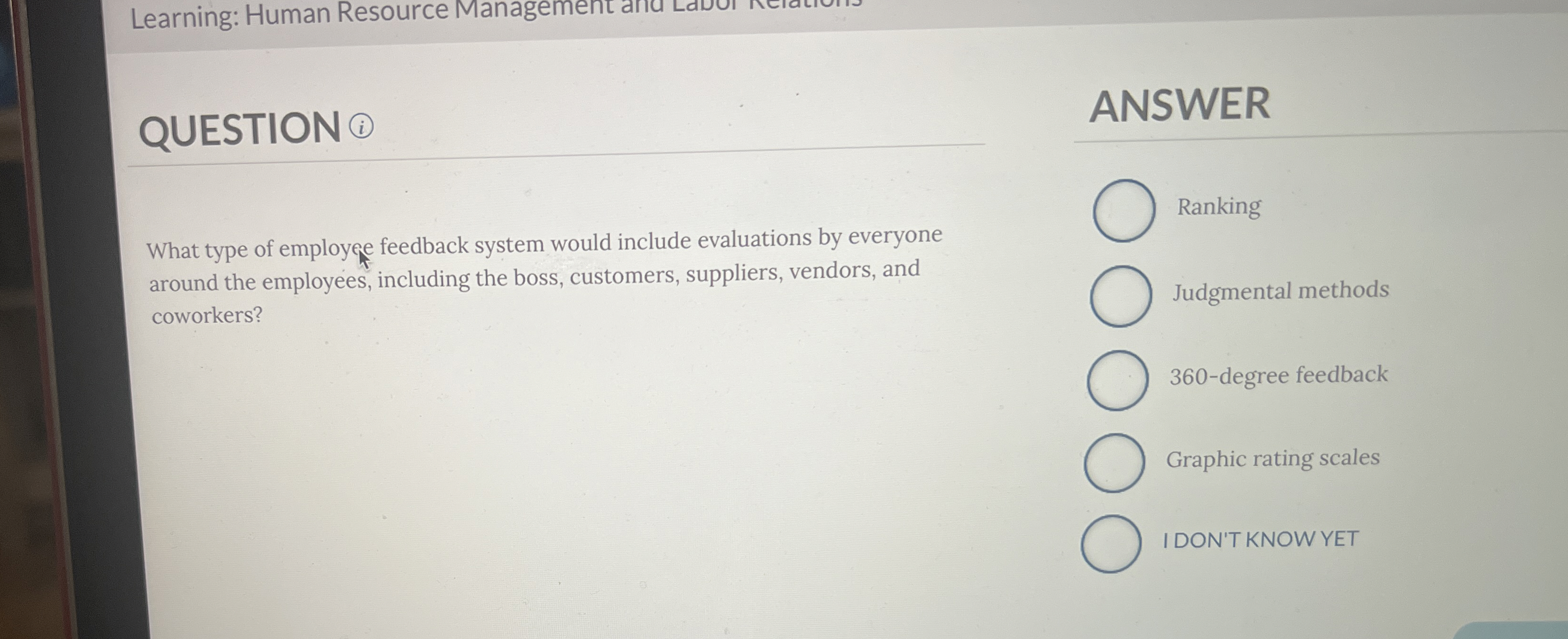  Learning: Human Resource Management anu QUESTION (i) What type of employee