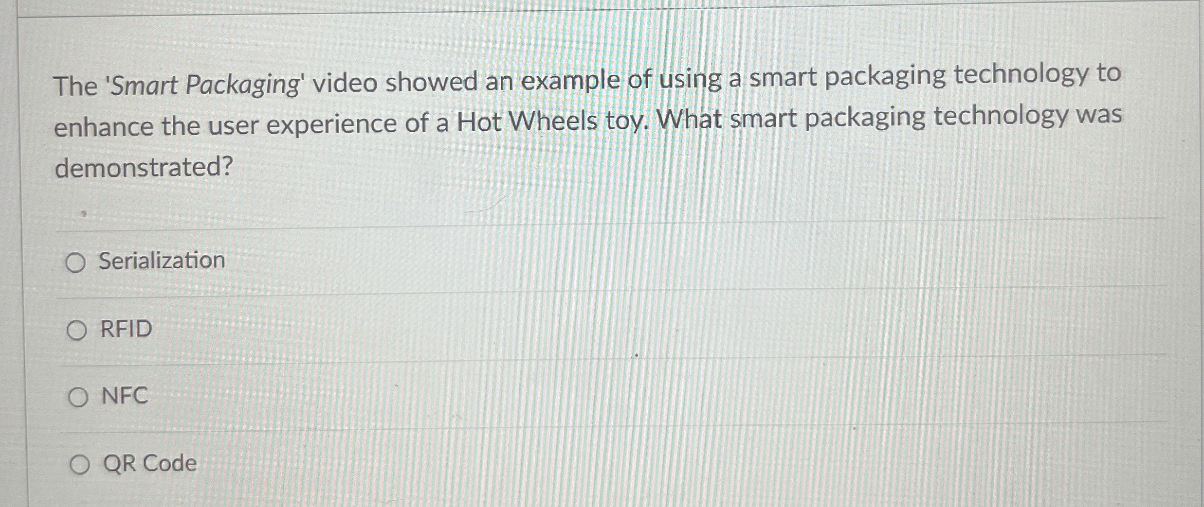  The 'Smart Packaging' video showed an example of using a smart