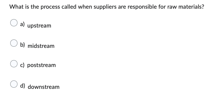  What is the process called when suppliers are responsible for raw