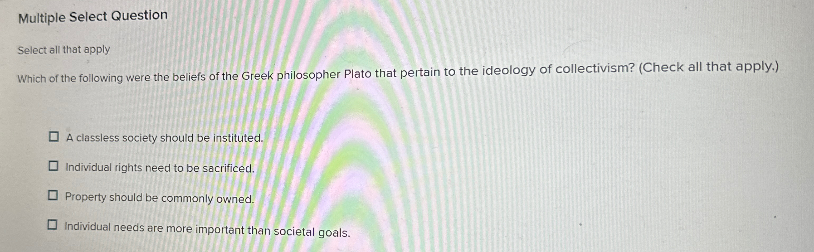  Multiple Select Question Select all that apply Which of the following