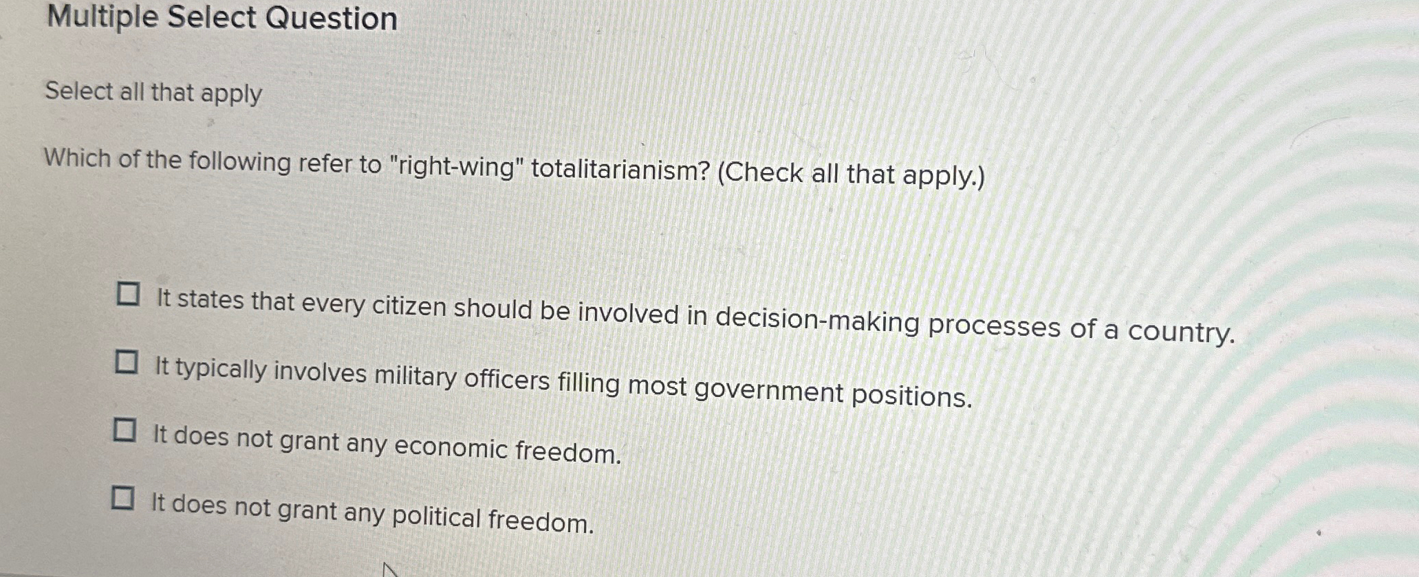  Multiple Select Question Select all that apply Which of the following