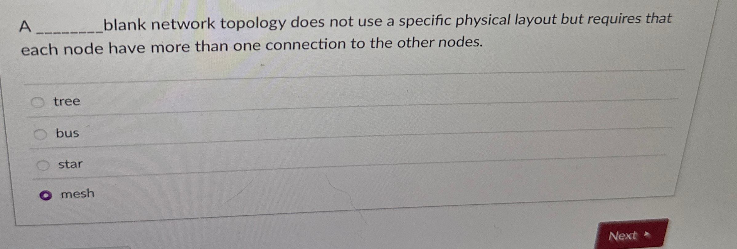  A blank network topology does not use a specific physical layout