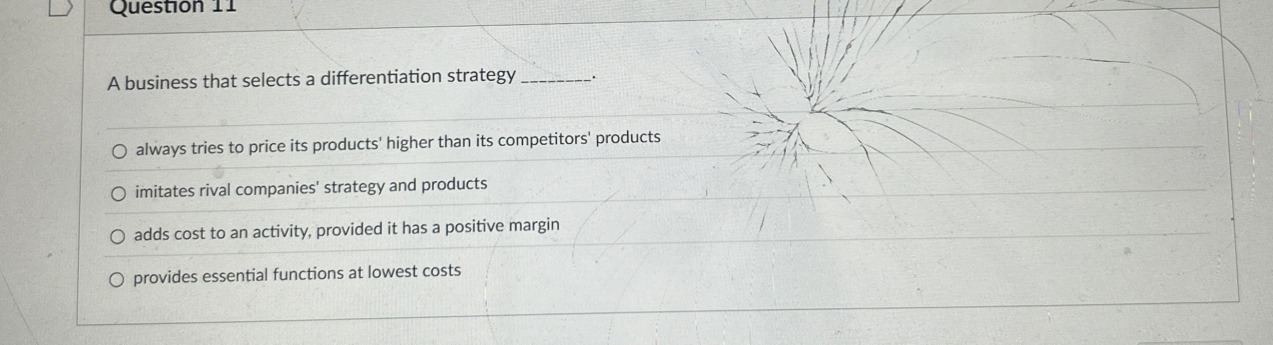  A business that selects a differentiation strategy q, always tries to