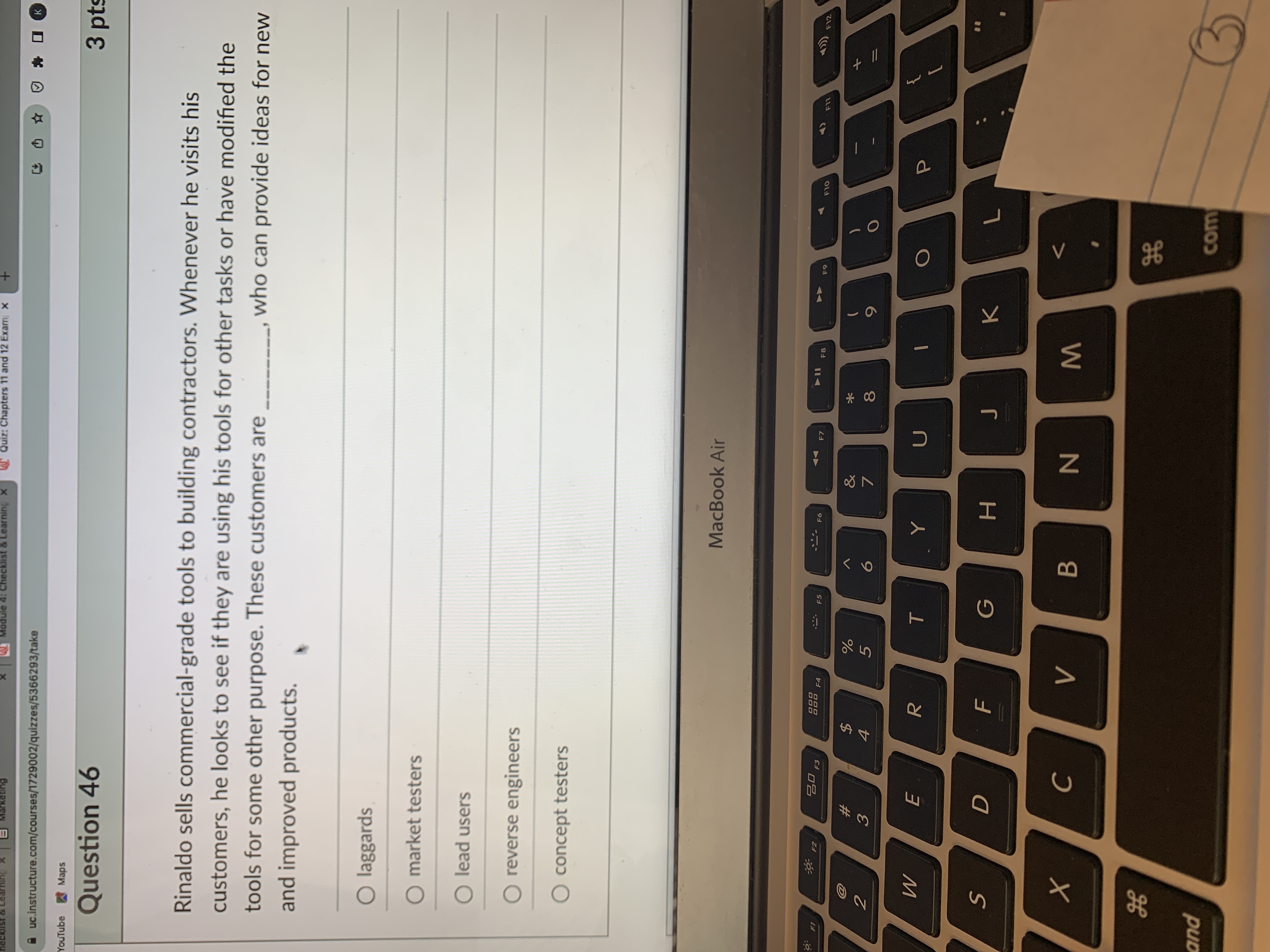  Question 46 Rinaldo sells commercial-grade tools to building contractors. Whenever he