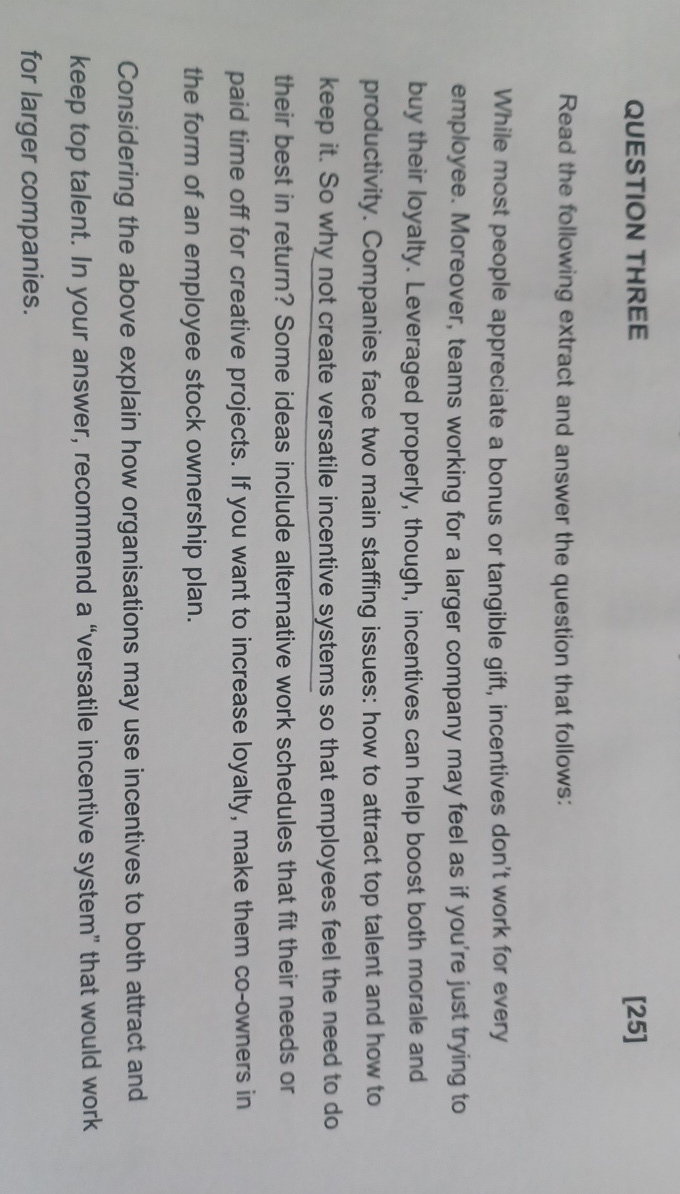  QUESTION THREE [25] Read the following extract and answer the question