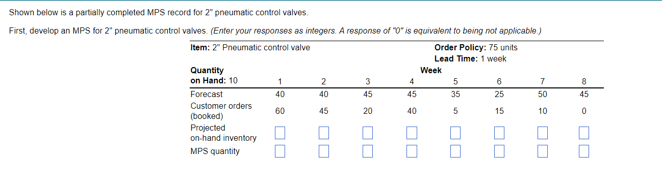  Shown below is a partially completed MPS record.Shown below is a