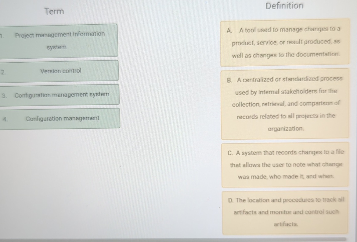  Term Project management information system 4. Configuration management Definition A. A