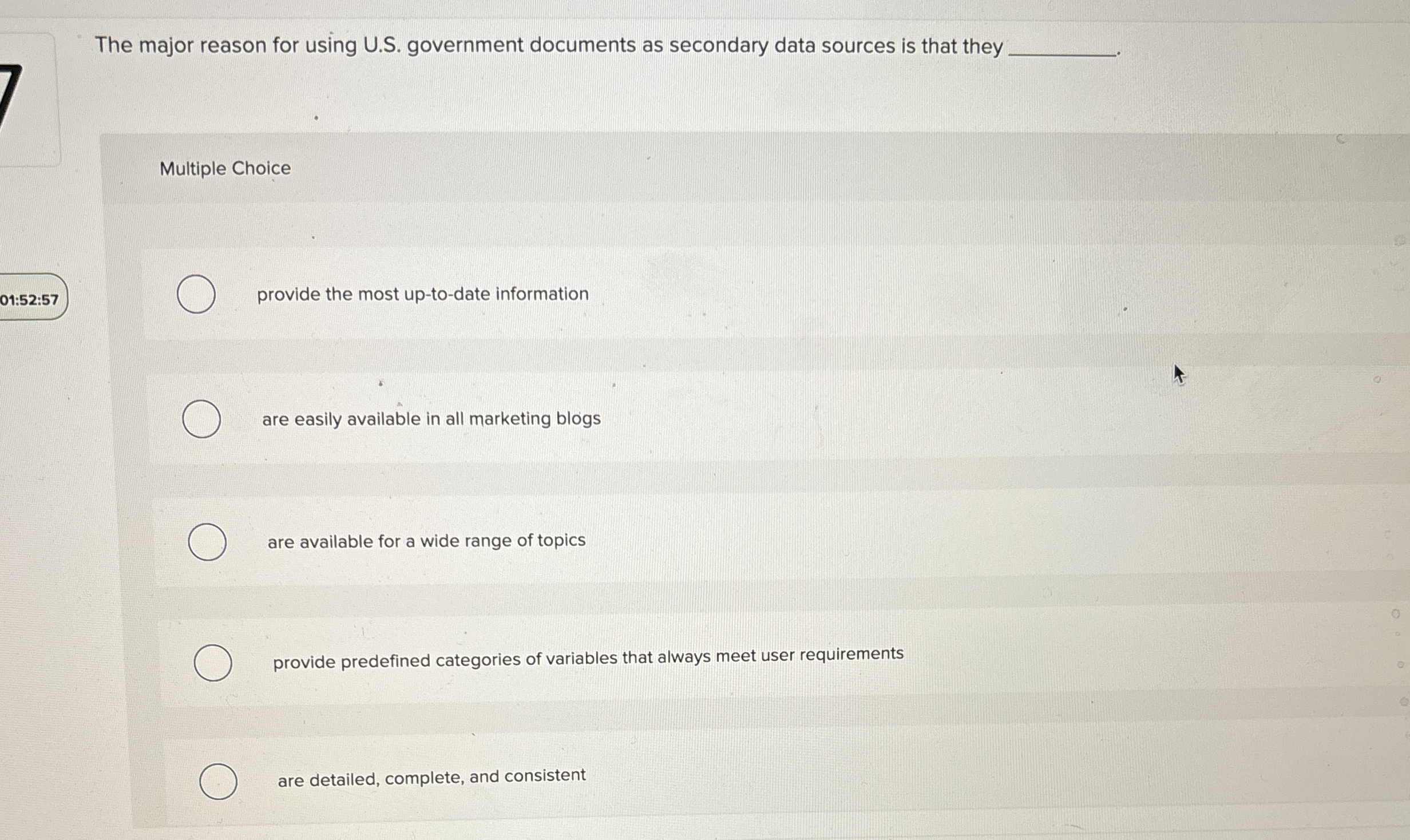  The major reason for using U.S. government documents as secondary data