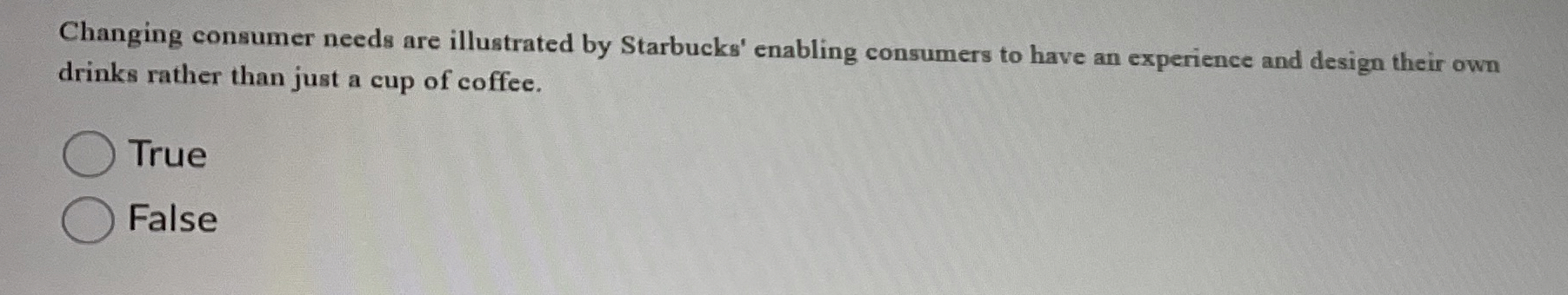  Changing consumer needs are illustrated by Starbucks' enabling consumers to have