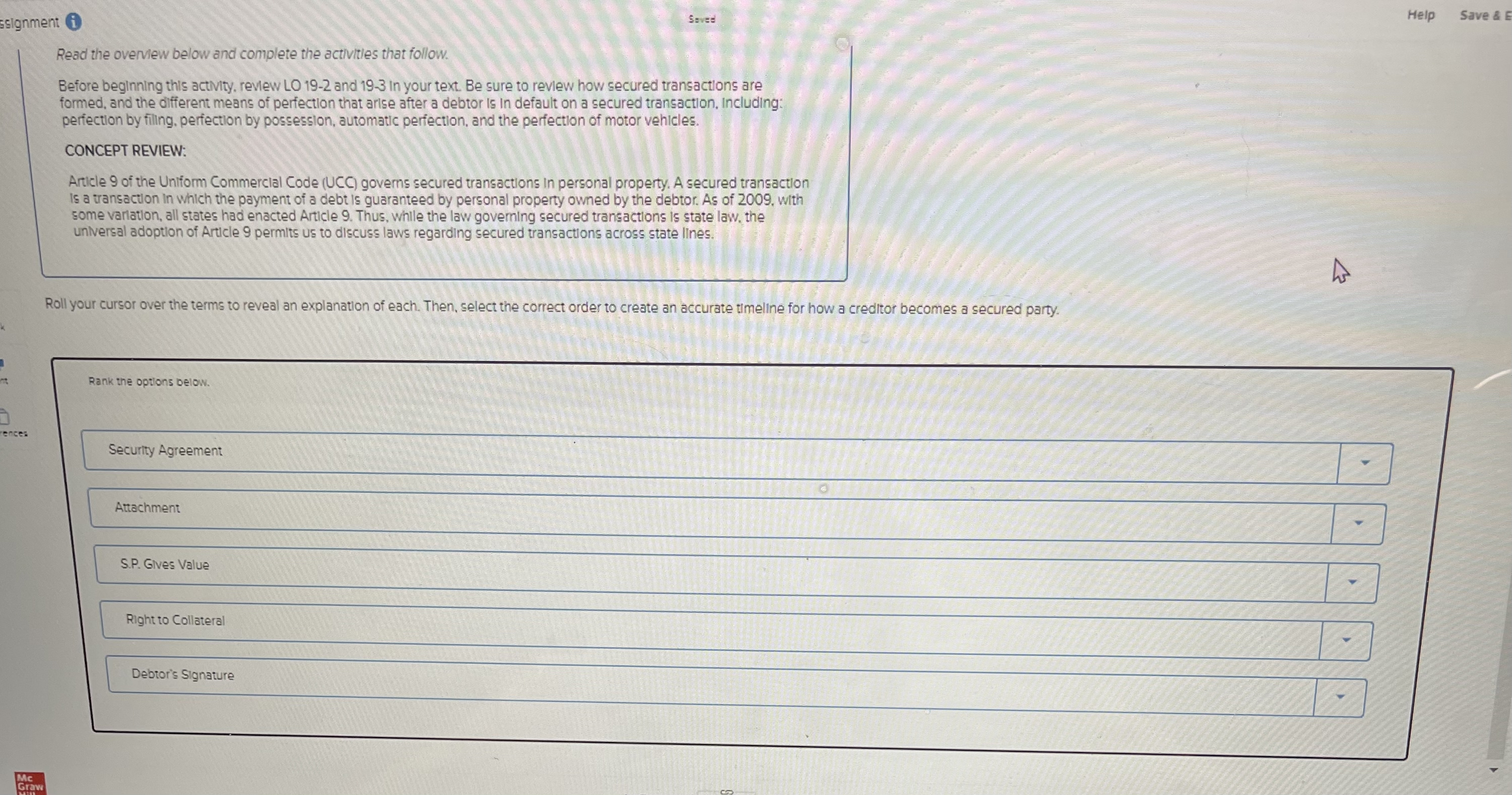  ! Required Information Secured Transactions Introduction Read the overview below and