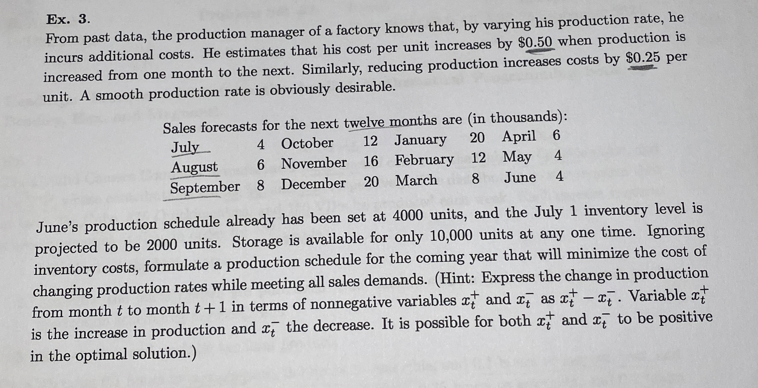  Ex.3. From past data, the production manager of a factory knows
