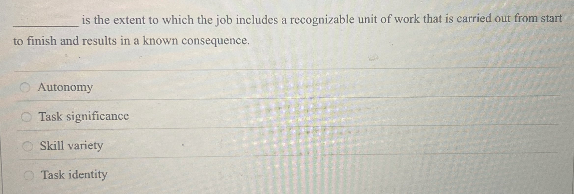  is the extent to which the job includes a recognizable unit