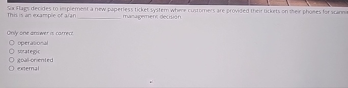 Six Flags decides to implement a new paperless ticket system where
