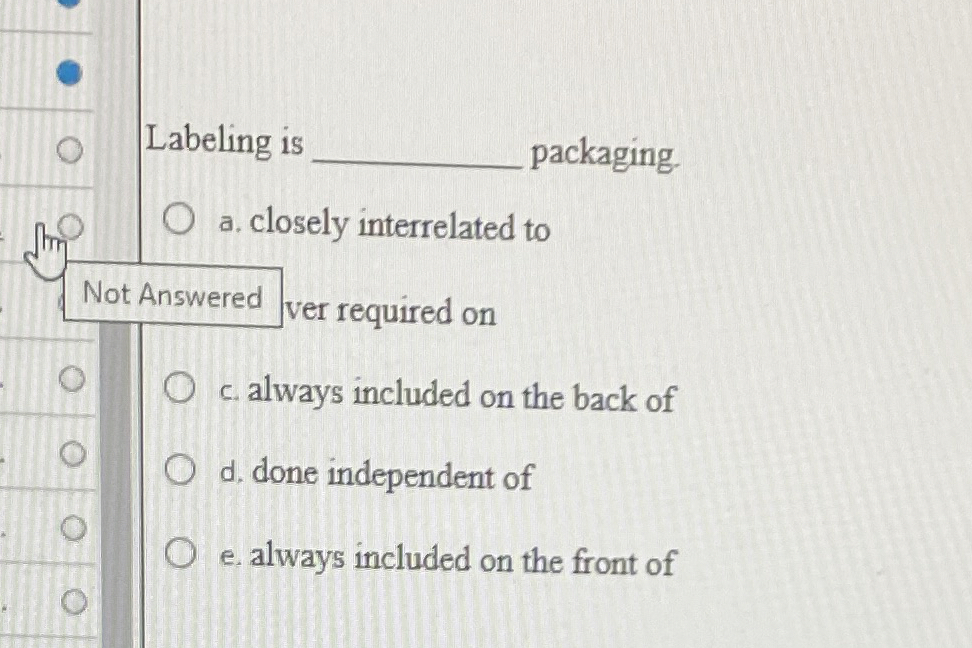 Labeling is packaging. a. closely interrelated to q, ver required on