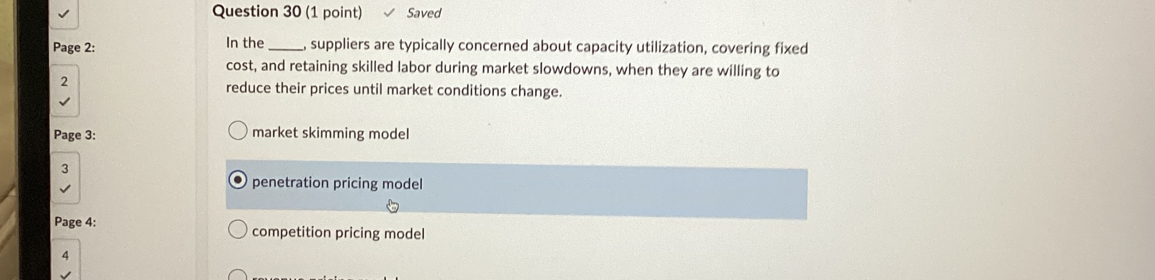  Question 30(1 point) Saved Page 2: In the suppliers are typically