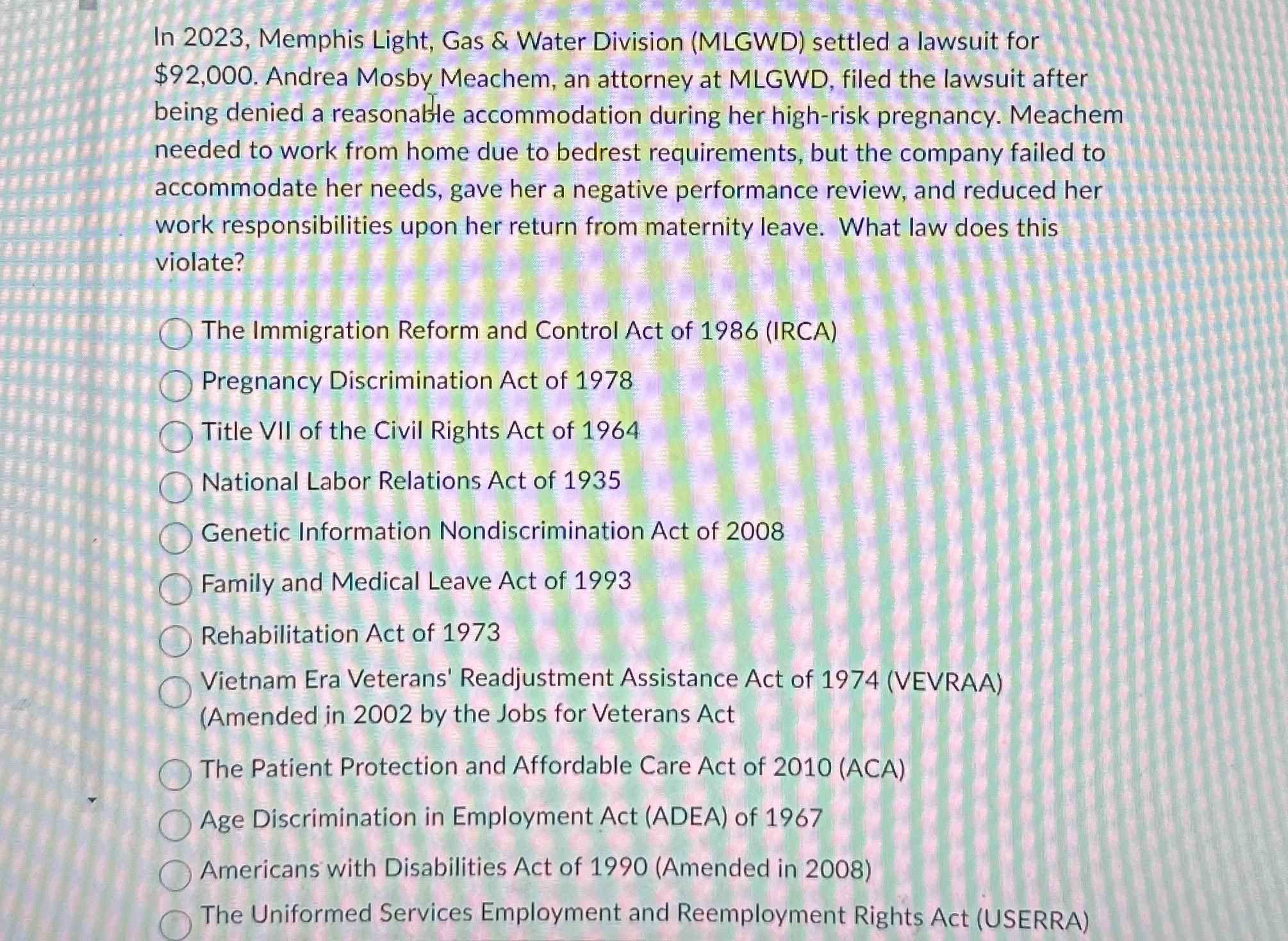  In 2023, Memphis Light, Gas & Water Division (MLGWD) settled a