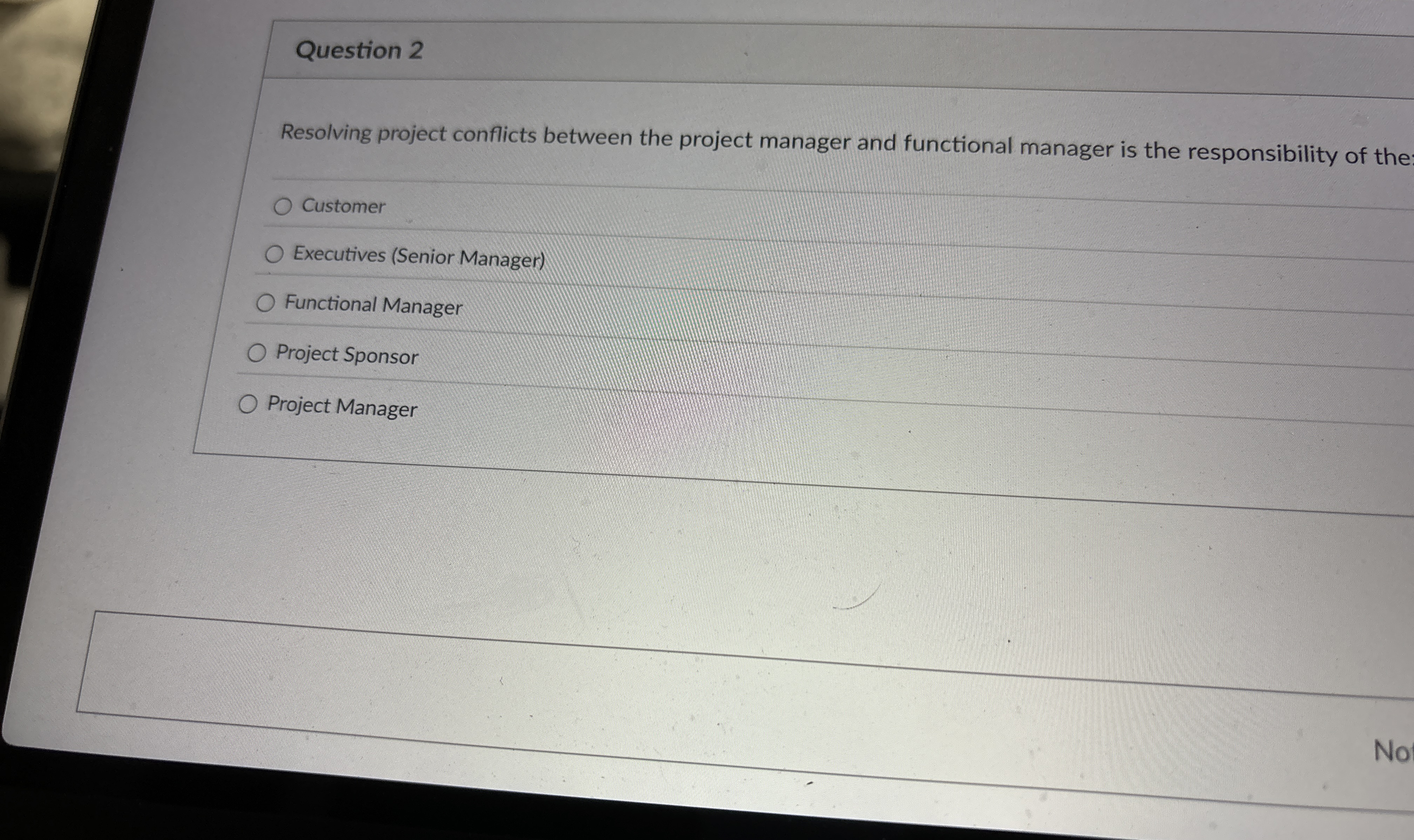  Question 2 Resolving project conflicts between the project manager and functional