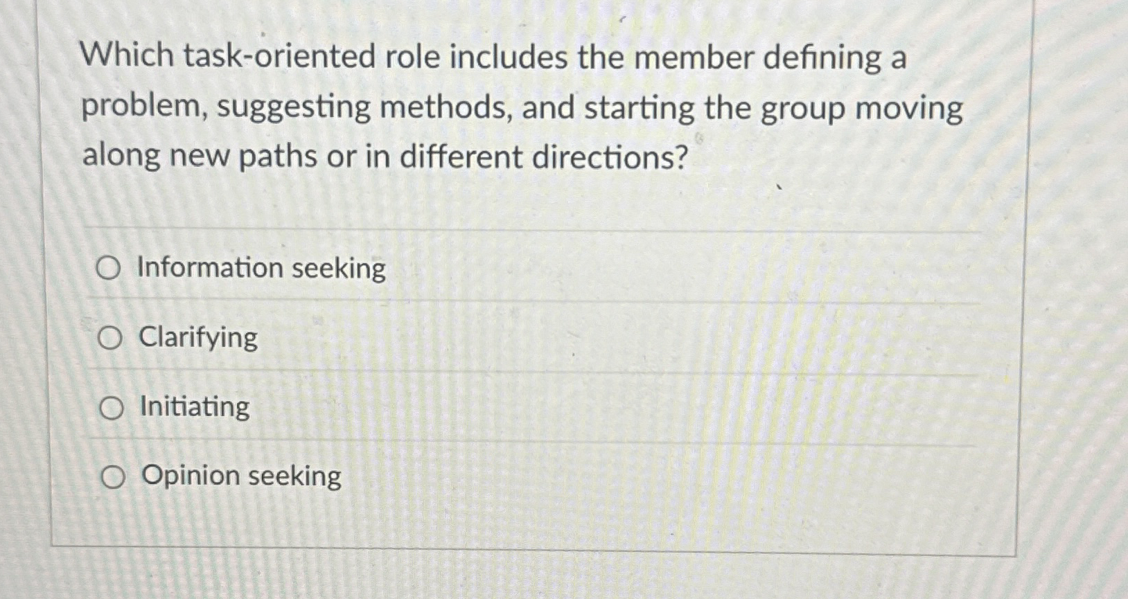  Which task-oriented role includes the member defining a problem, suggesting methods,