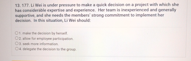  Li Wei is under pressure to make a quick decision on