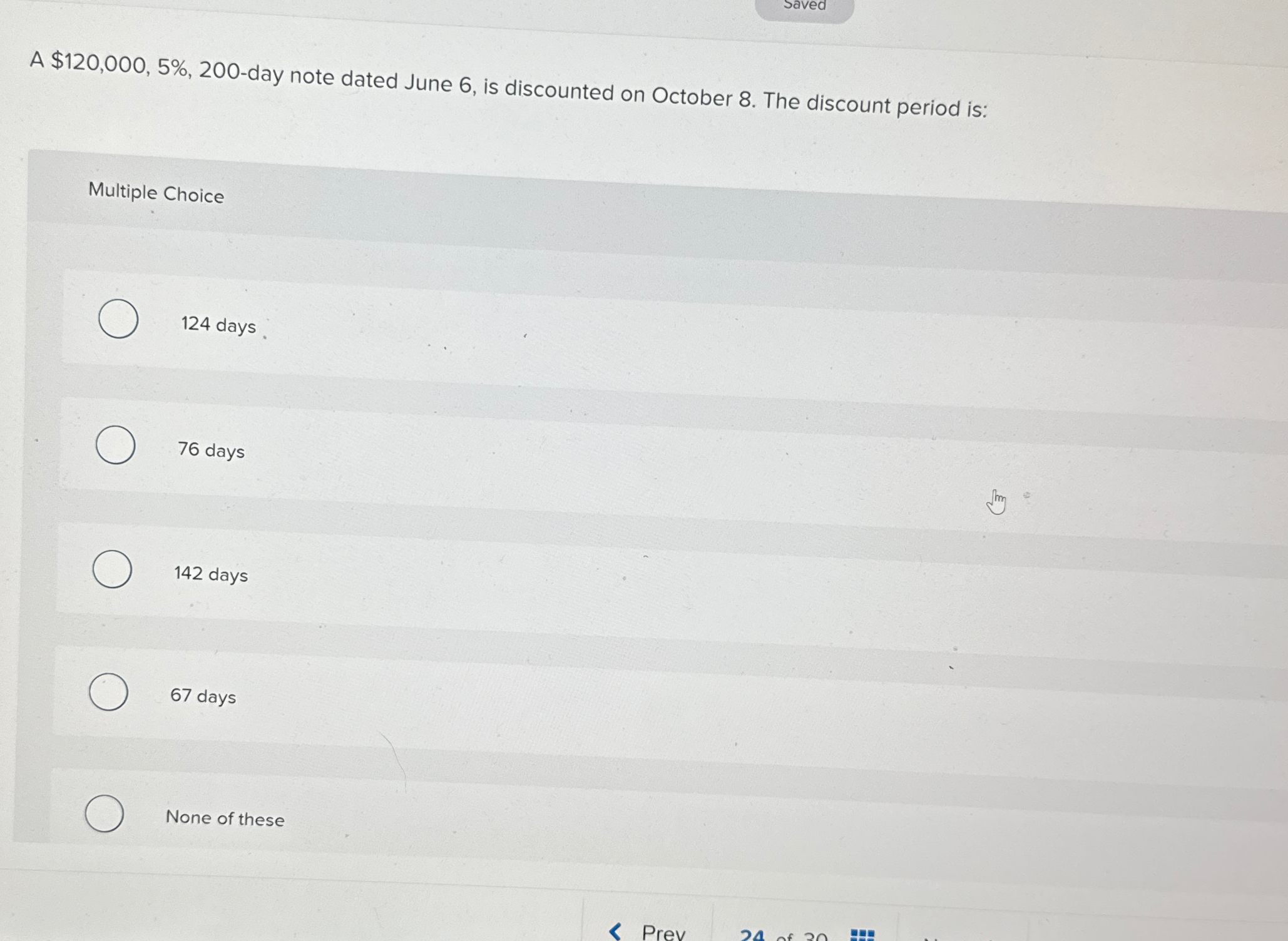  A $120,000,5%,200-day note dated June 6, is discounted on October 8.