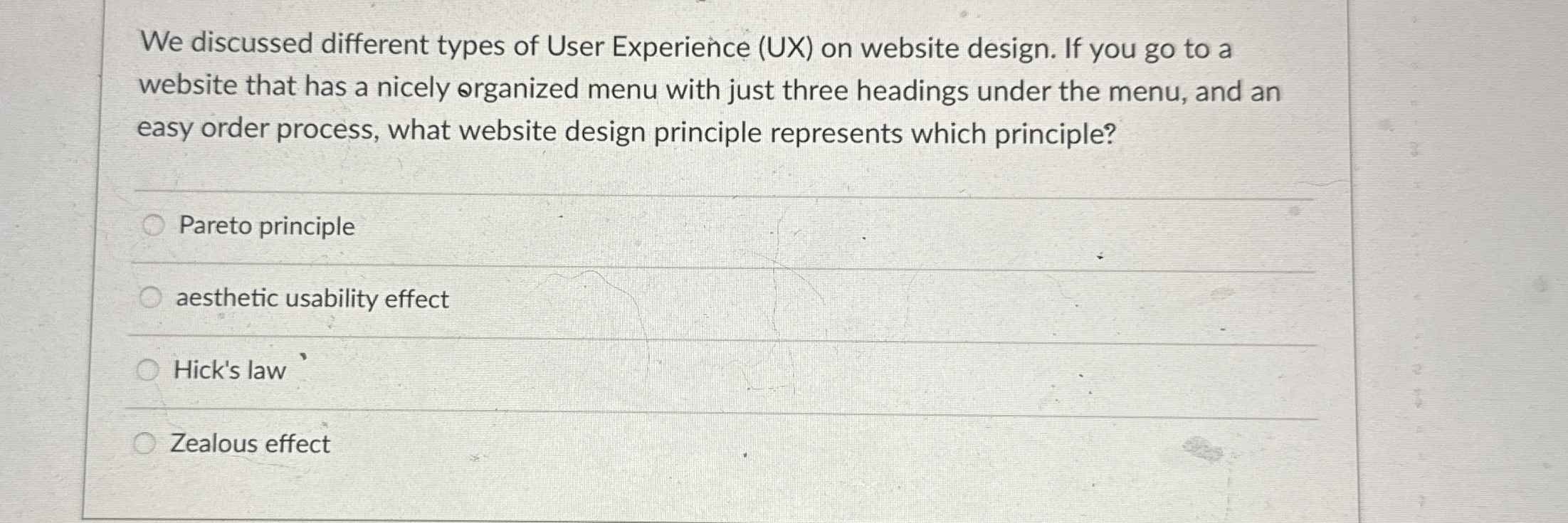  We discussed different types of User Experience (UX) on website design.