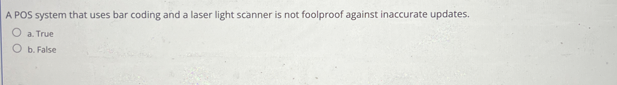  A POS system that uses bar coding and a laser light