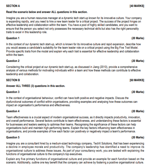  SECTION A [40 MARKS] Read the scenario below and answer ALL