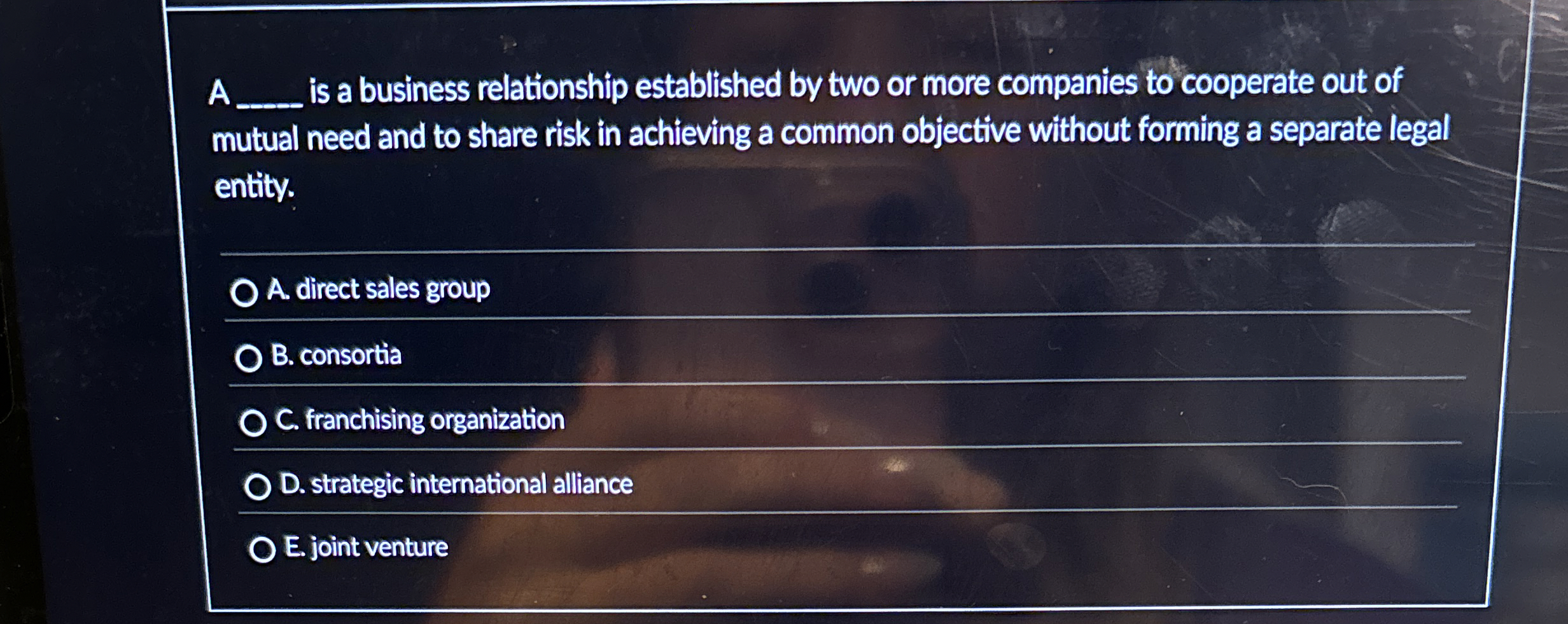  A q, is a business relationship established by two or more