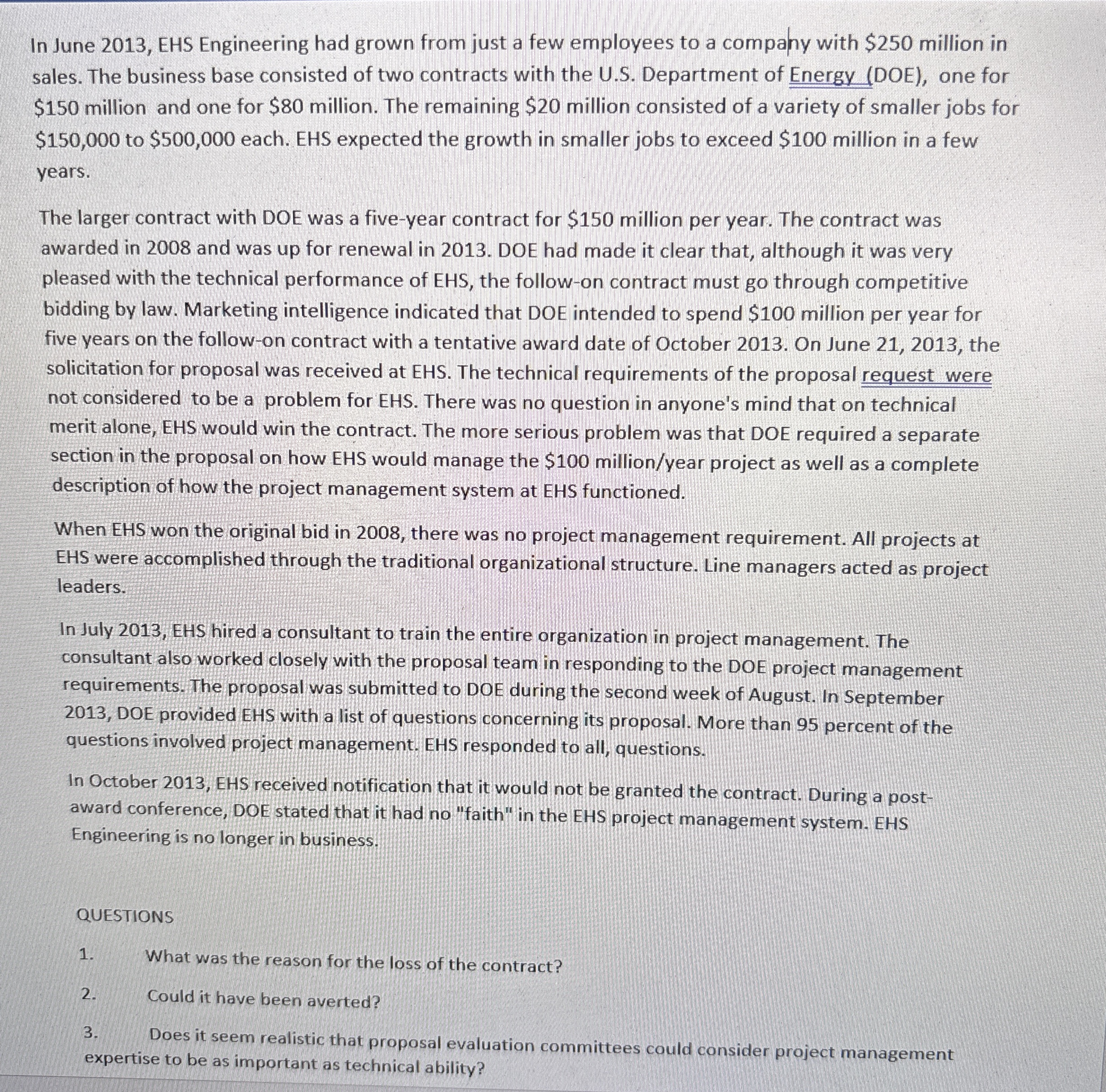  In June 2013, EHS Engineering had grown from just a few