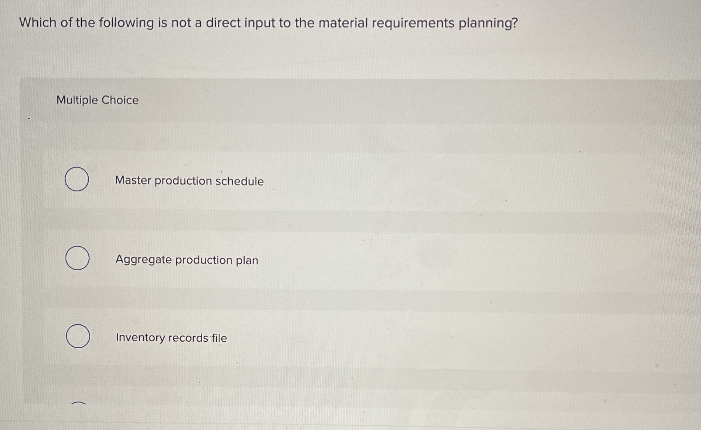  In this industry type, a final assembly is made from standard