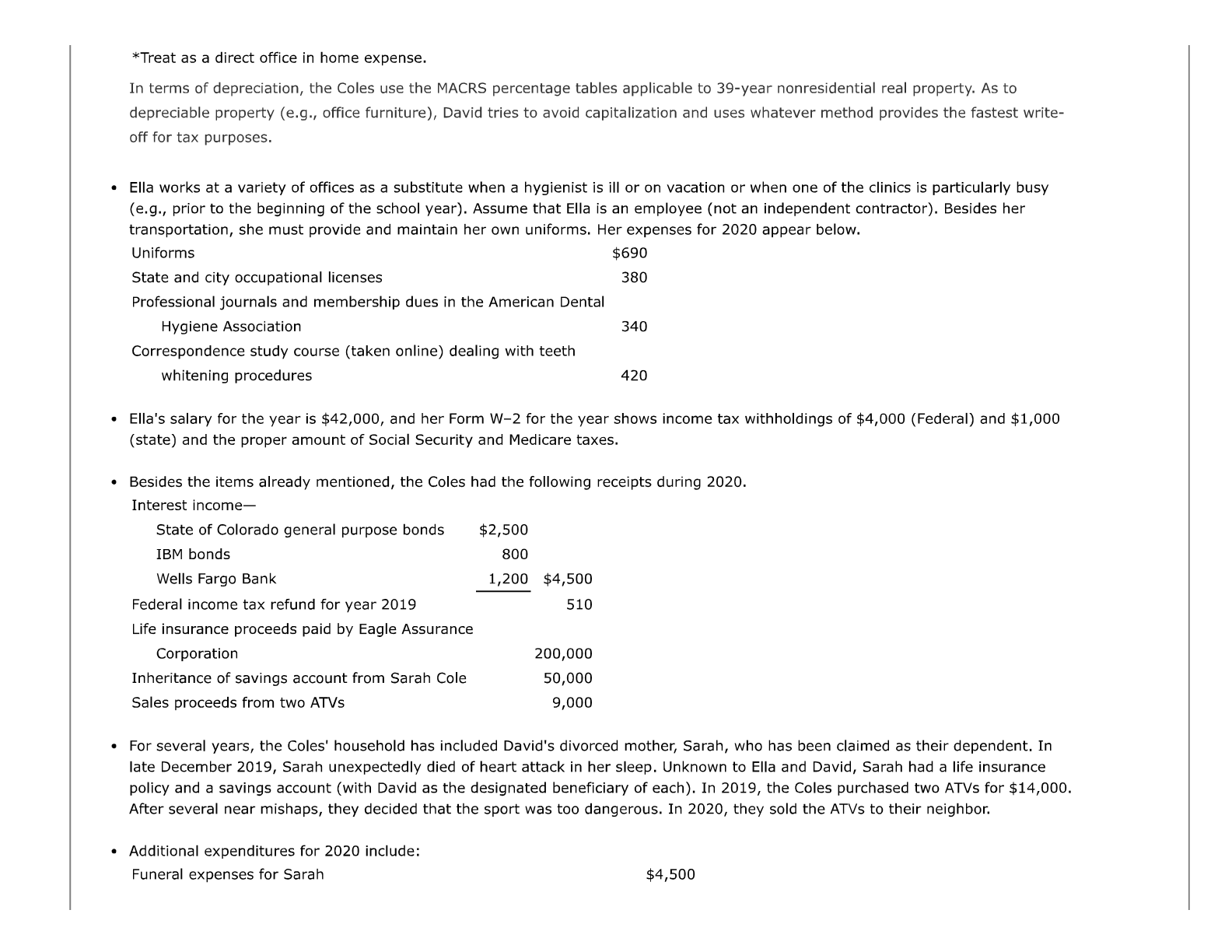 for all business expenses. The Coles are adequately covered by the medical