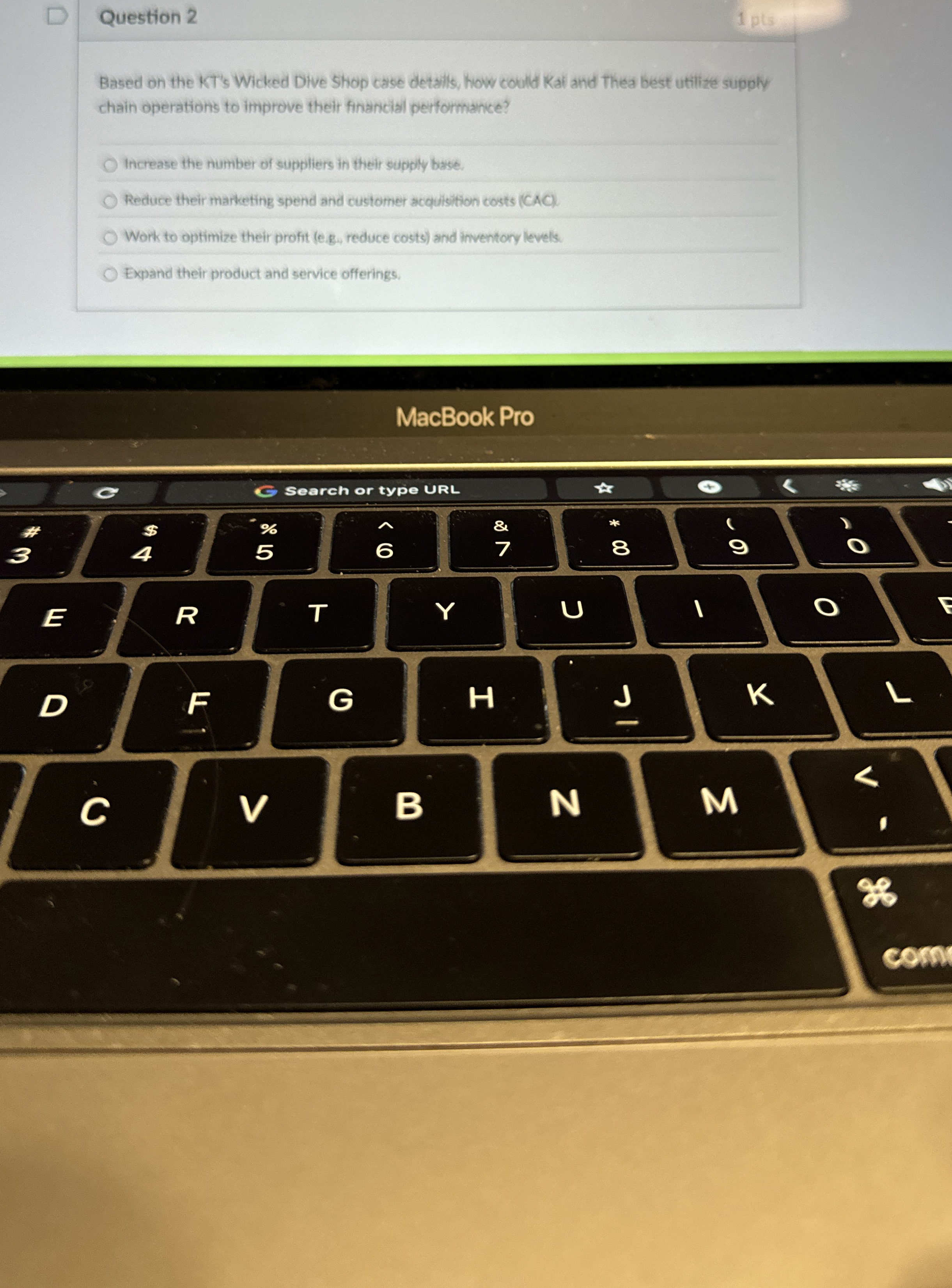  Question 2 Based on the KT's Wicked Dive Shop case detalls,