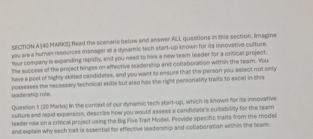  SECTION A [40 MARKS] Read the scenario below and answer ALL