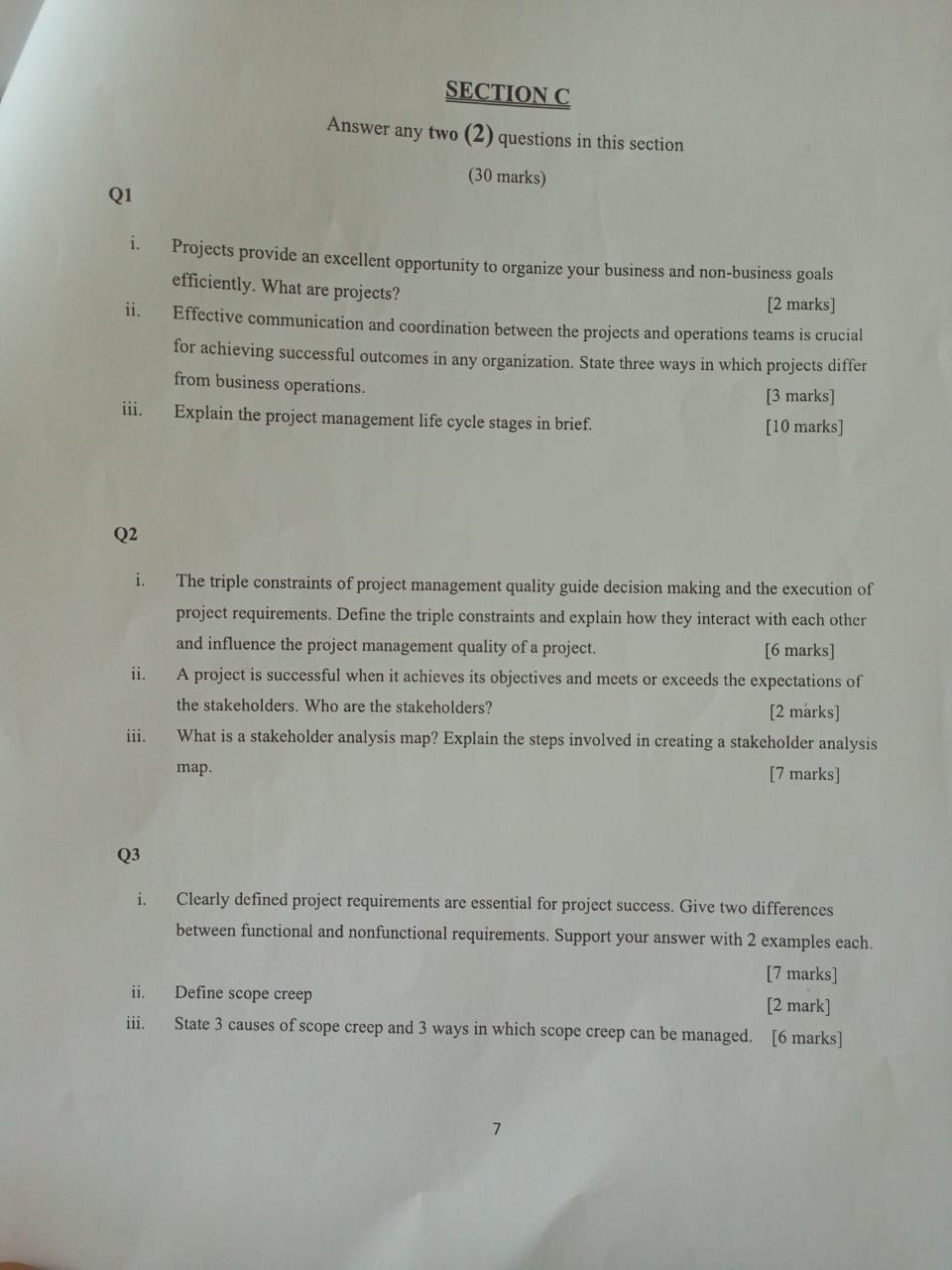  SECTION C Answer any two (2) questions in this section (30