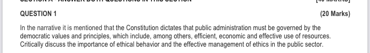 QUESTION 1 (20 Marks) In the narrative it is mentioned that