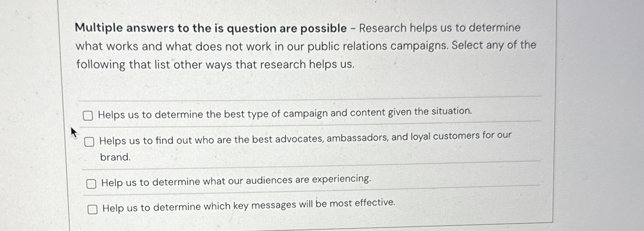  Multiple answers to the is question are possible - Research helps