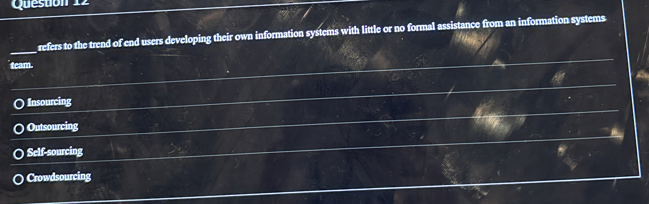  q, refers to the trend of end users developing their own
