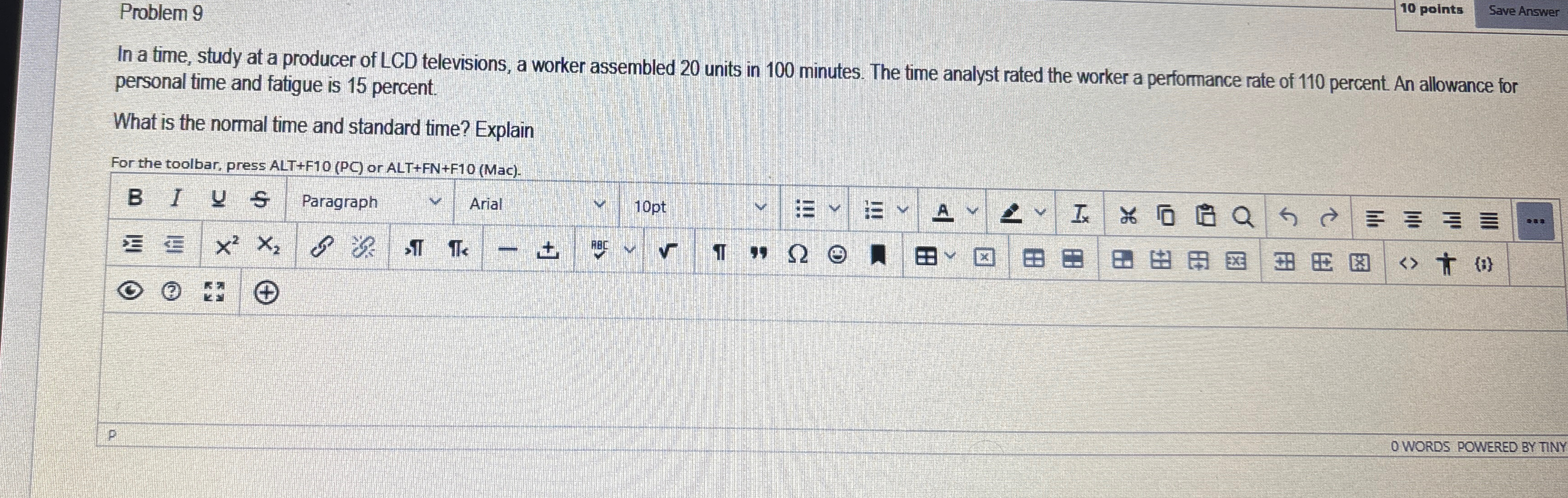  Problem 9 10 points In a time, study at a producer