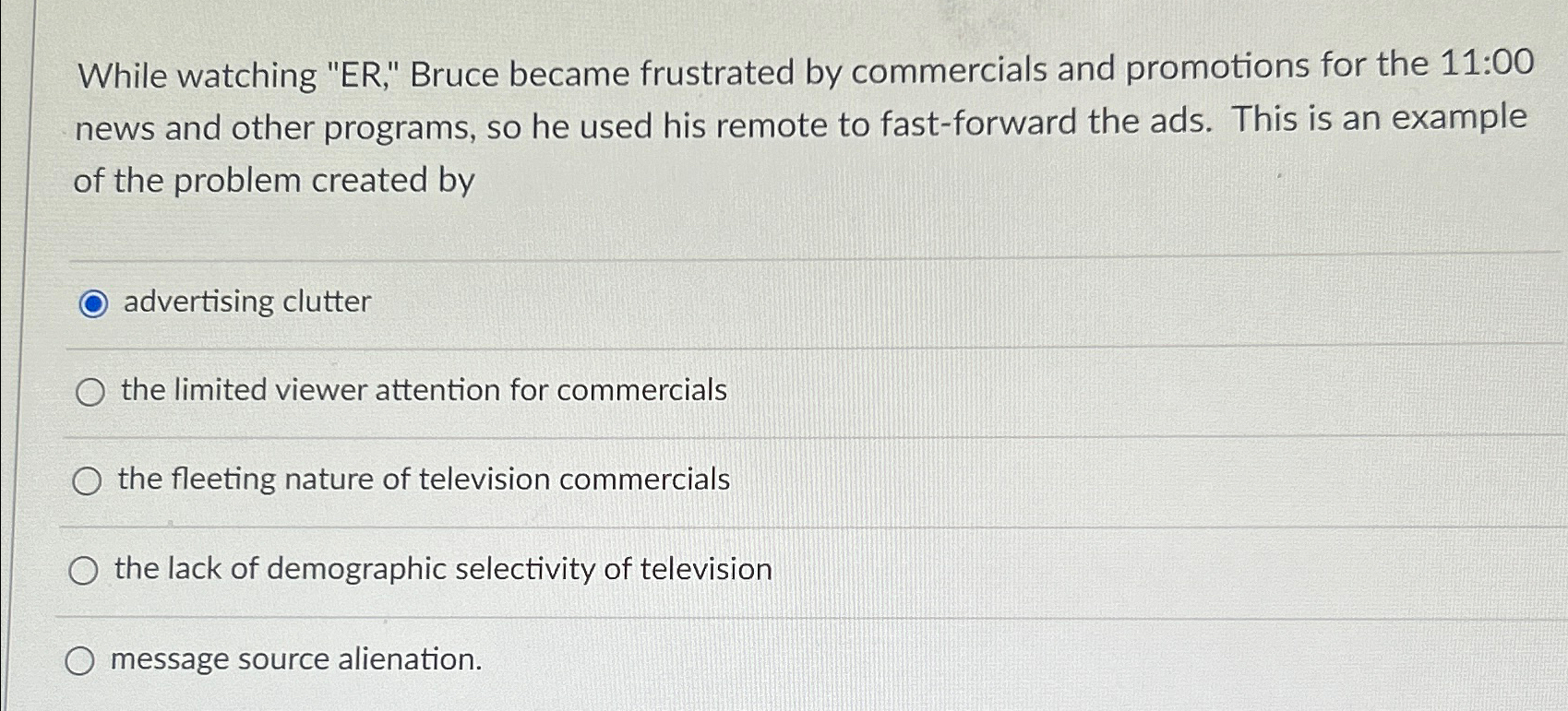  While watching "ER," Bruce became frustrated by commercials and promotions for
