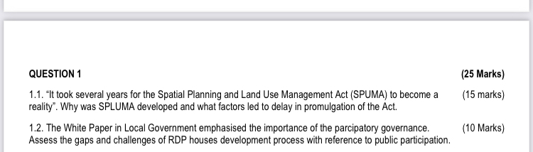  QUESTION 1 (25 Marks) 1.1."It took several years for the Spatial